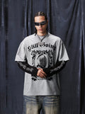 1807 STILLGOING Vintage Printed Layered Long Sleeve Tee