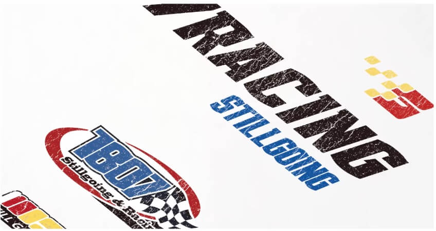 1807 Racing Vintage Printed Distressed Long Sleeve Tee