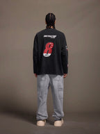 1807 Racing Vintage Printed Distressed Long Sleeve Tee