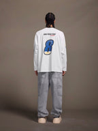 1807 Racing Vintage Printed Distressed Long Sleeve Tee