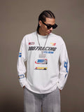 1807 Racing Vintage Printed Distressed Long Sleeve Tee