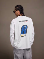 1807 Racing Vintage Printed Distressed Long Sleeve Tee