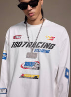 1807 Racing Vintage Printed Distressed Long Sleeve Tee