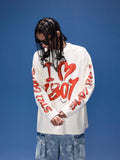 1807 Graffiti Heart Printed Long Sleeve Tee
