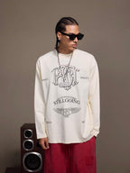 1807 Stamped Printed Distressed Long Sleeve Tee