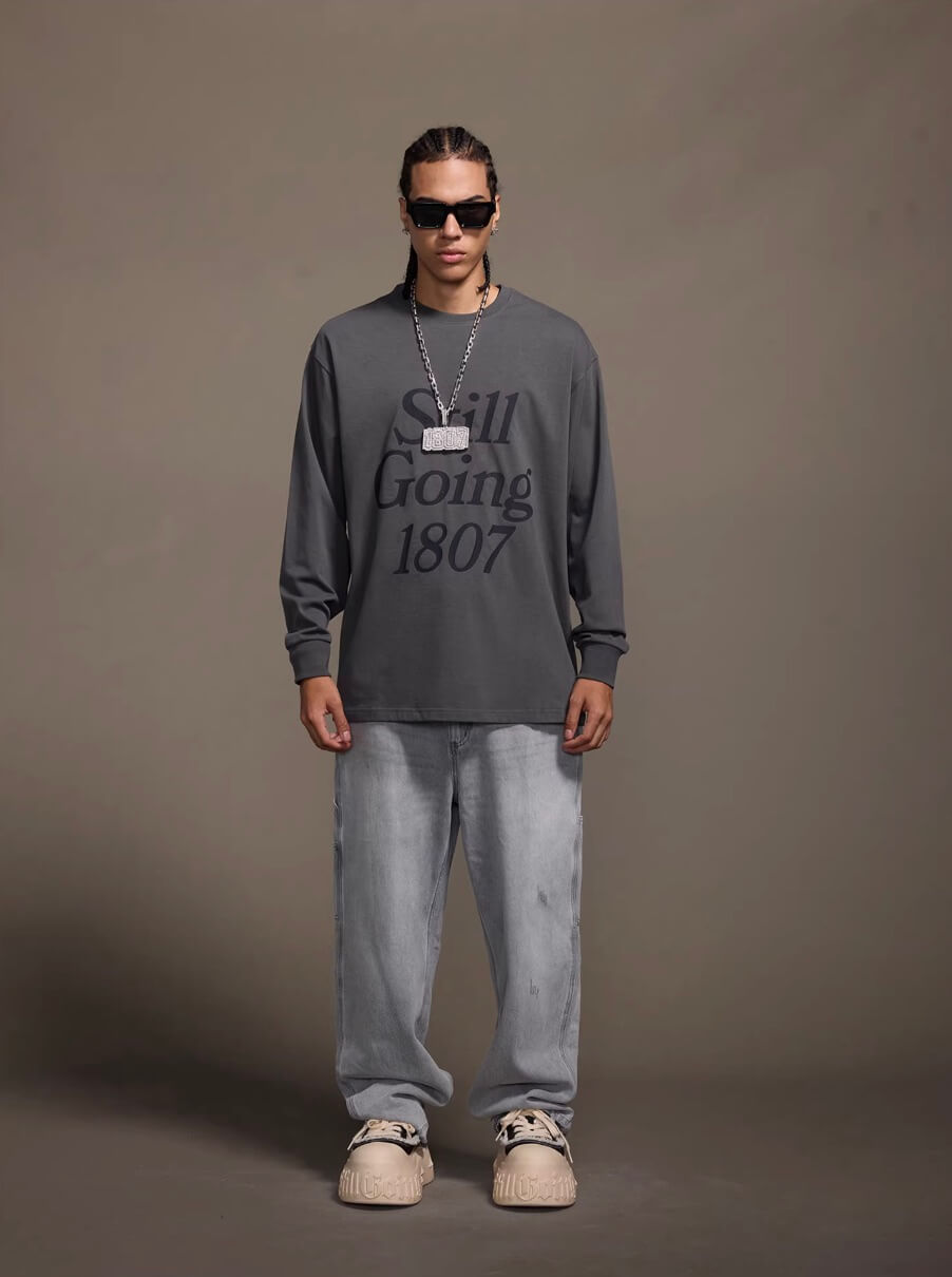 1807 STILLGOING Crackle Print Long Sleeve Tee