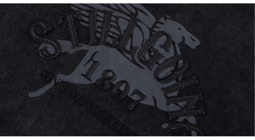 1807 Pegasus Embroidered Patch Distressed Long Sleeve Tee
