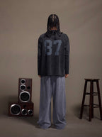 1807 Pegasus Embroidered Patch Distressed Long Sleeve Tee