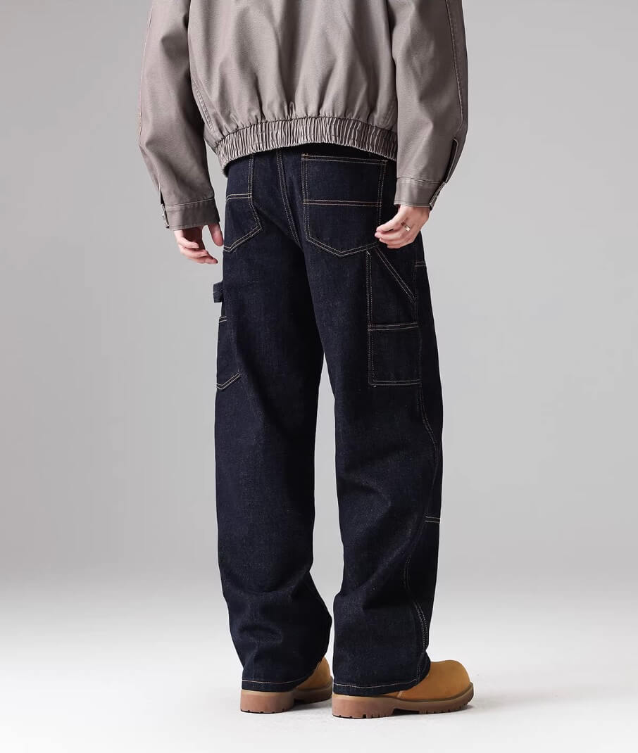 F3F Select Stitch Lines Dark Blue Double Knee Jeans