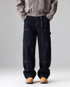 F3F Select Stitch Lines Dark Blue Double Knee Jeans
