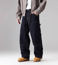 F3F Select Stitch Lines Dark Blue Double Knee Jeans