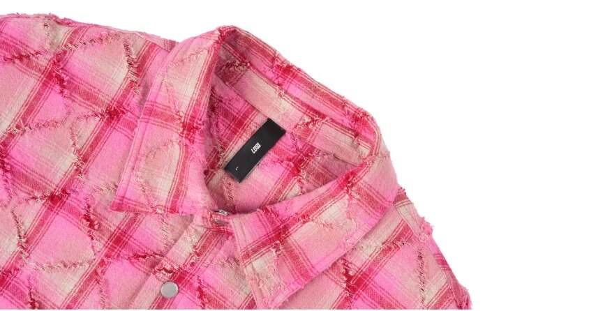 1807 Pink Quilted Plaid Long Sleeve Shirt