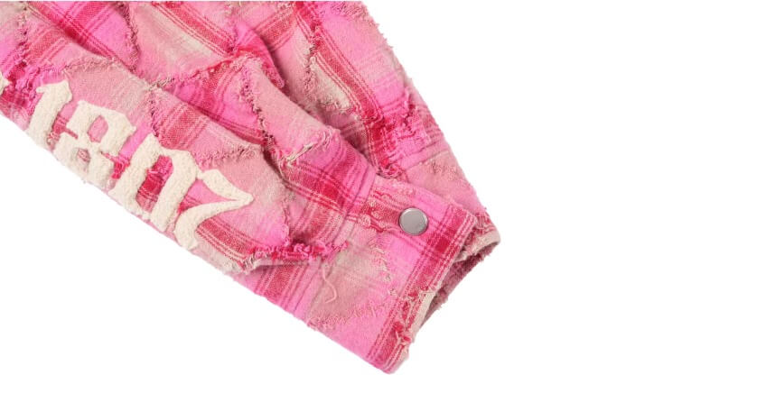 1807 Pink Quilted Plaid Long Sleeve Shirt