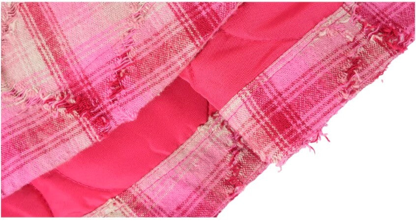 1807 Pink Quilted Plaid Long Sleeve Shirt