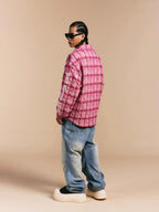 1807 Pink Quilted Plaid Long Sleeve Shirt