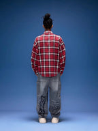 1807 Racing Printed Patch Plaid Long Sleeve Shirt