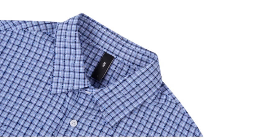 1807 Small Logo Plaid Perforated Long Sleeve Shirt