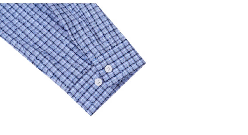 1807 Small Logo Plaid Perforated Long Sleeve Shirt