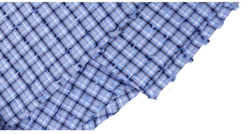 1807 Small Logo Plaid Perforated Long Sleeve Shirt