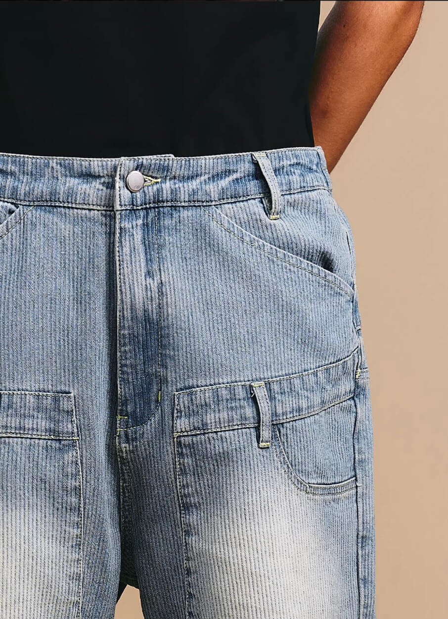 1807 Double Waist Deconstructed Washed Corduroy Jeans