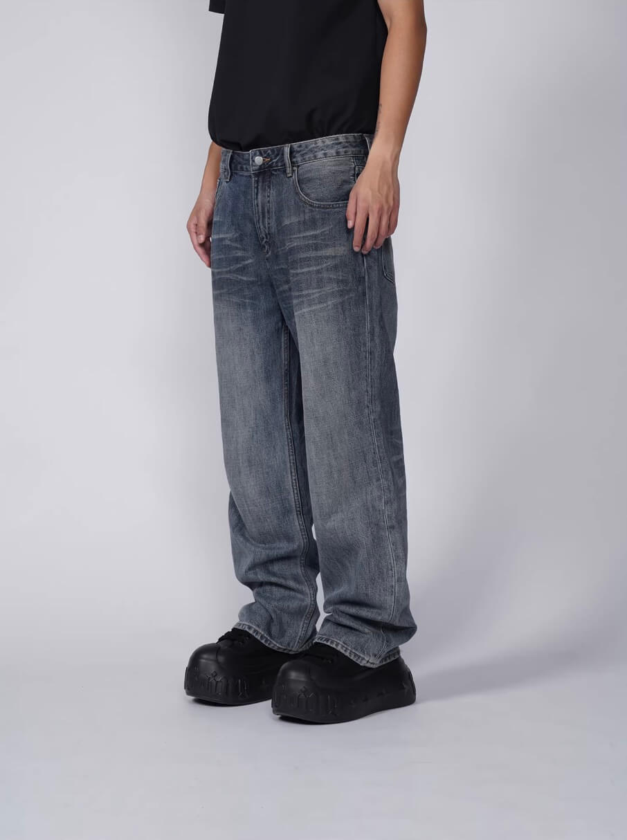 1807 Vintage Washed Basic Straight Jeans