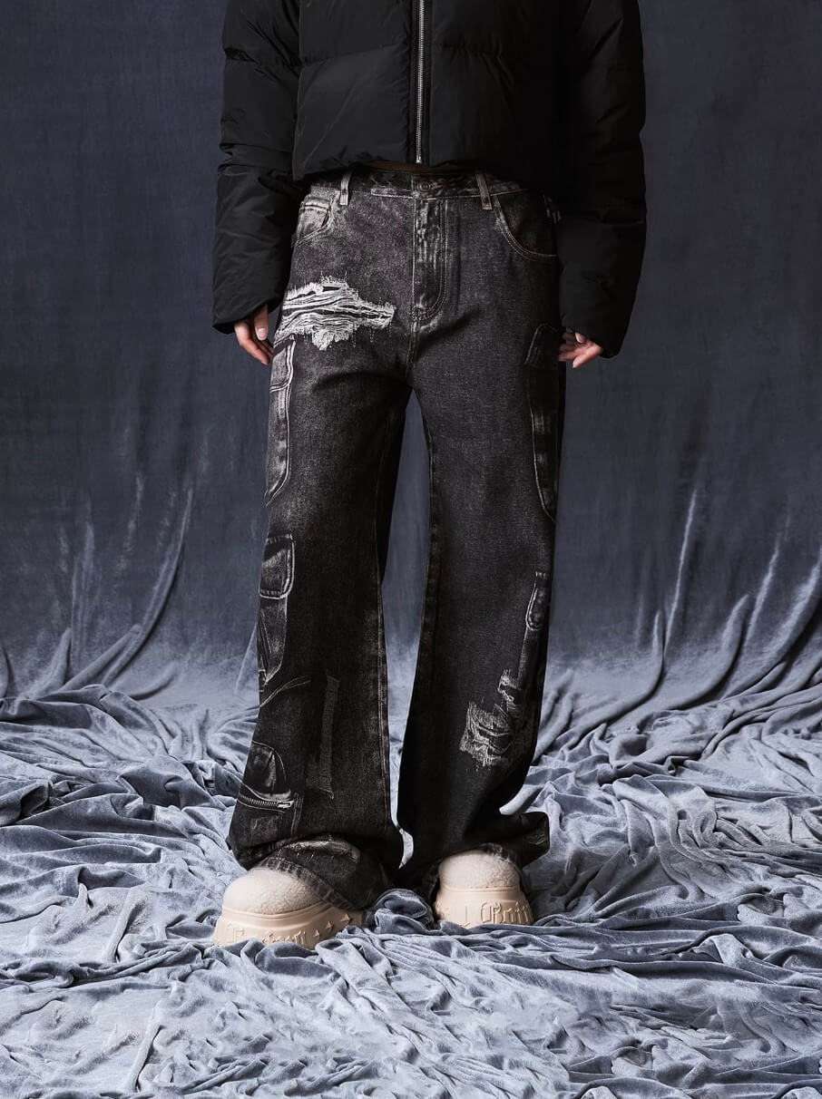 1807 Multi Pocket Digital Print Pants