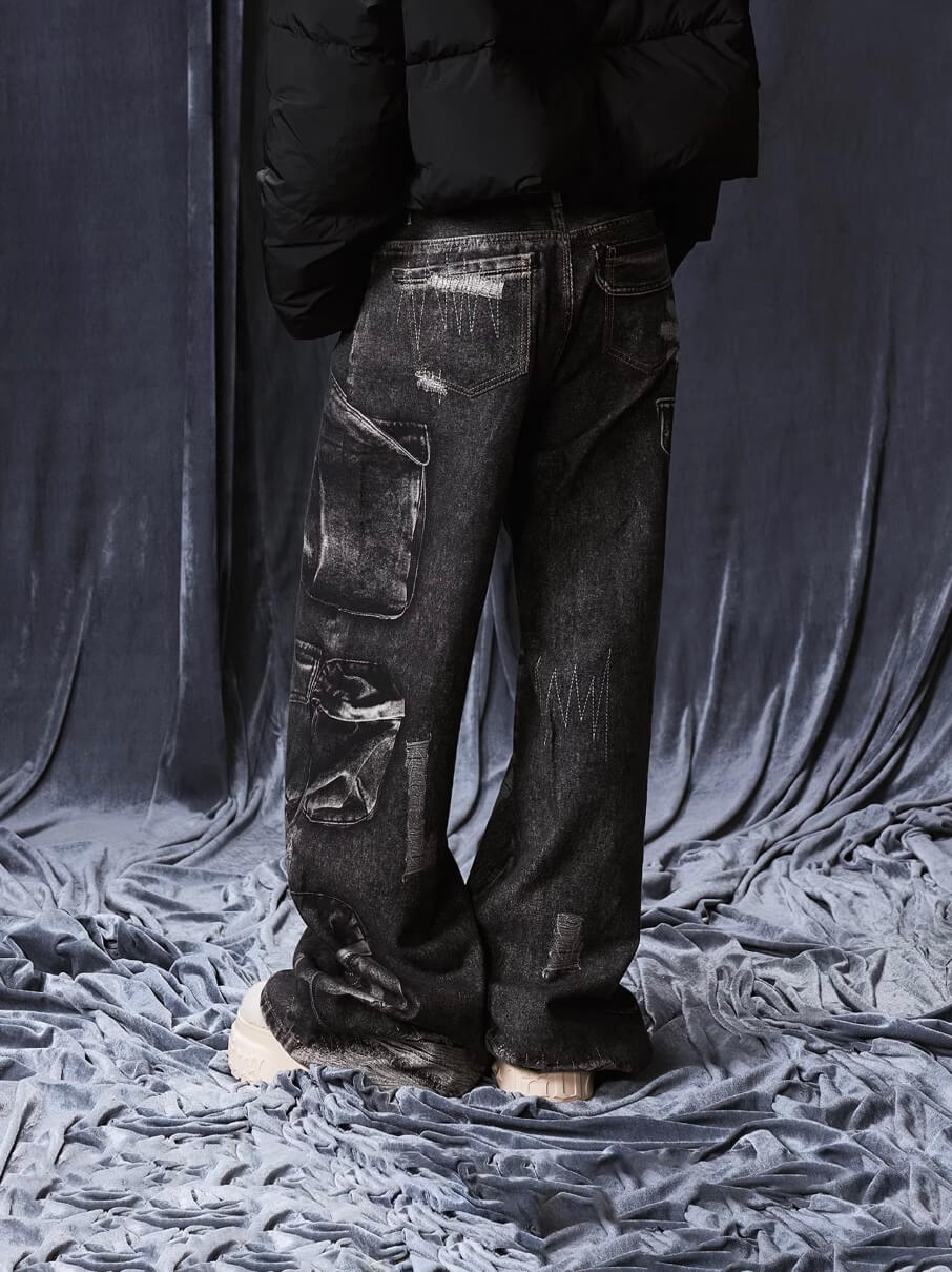 1807 Multi Pocket Digital Print Pants