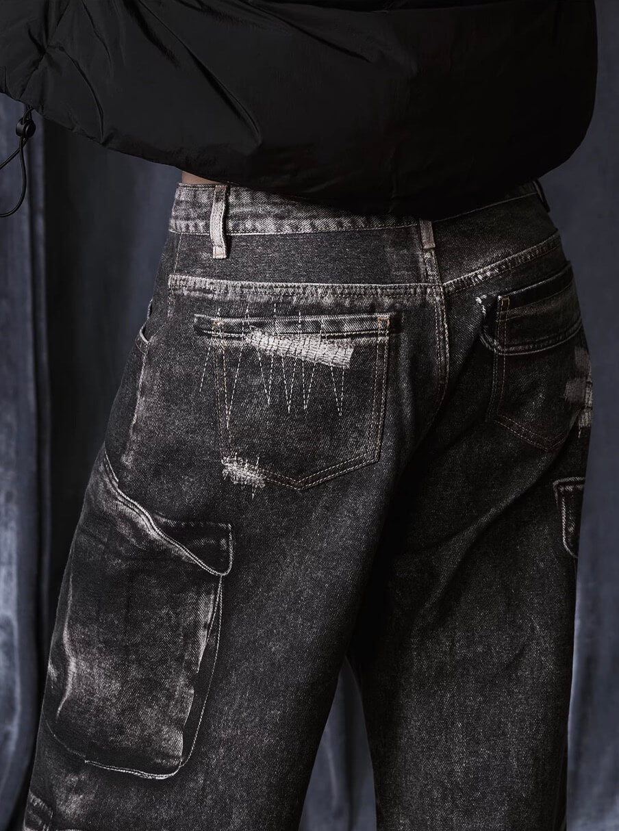 1807 Multi Pocket Digital Print Pants