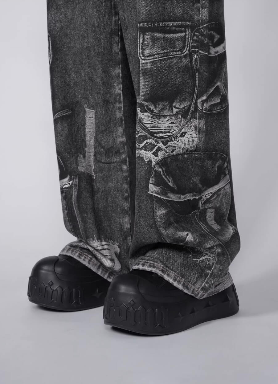 1807 Multi Pocket Digital Print Pants