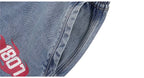 1807 Racing Crackle Print Washed Baggy Jeans