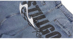 1807 Racing Crackle Print Washed Baggy Jeans