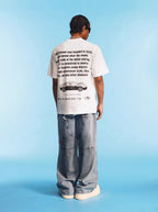 1807 Racing Crackle Print Washed Baggy Jeans