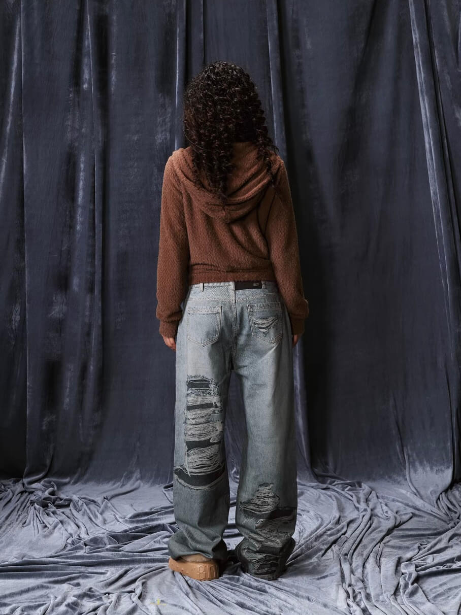 1807 Digital Denim Print Baggy Jeans