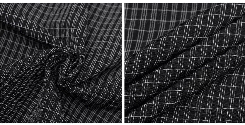 1807 Textured Plaid Wide Track Pants