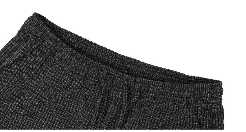1807 Textured Plaid Wide Track Pants