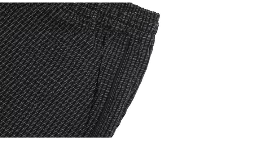 1807 Textured Plaid Wide Track Pants