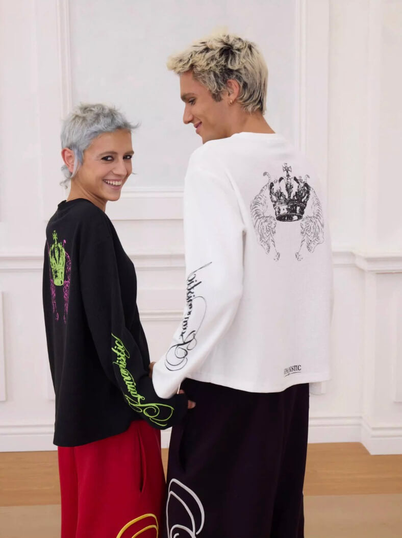 KARMANISTIC Printed Waffle Long Sleeve Tee