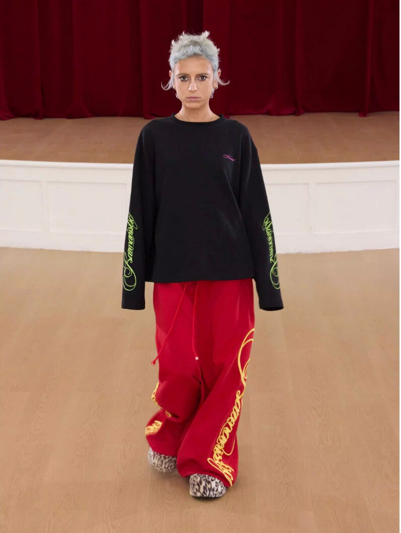 KARMANISTIC Printed Waffle Long Sleeve Tee