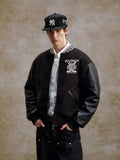 YADcrew 3D Embroidered Pearl Varsity Jacket