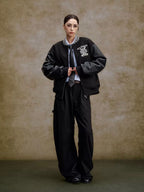 YADcrew 3D Embroidered Pearl Varsity Jacket