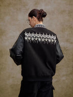 YADcrew 3D Embroidered Pearl Varsity Jacket