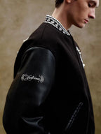 YADcrew 3D Embroidered Pearl Varsity Jacket