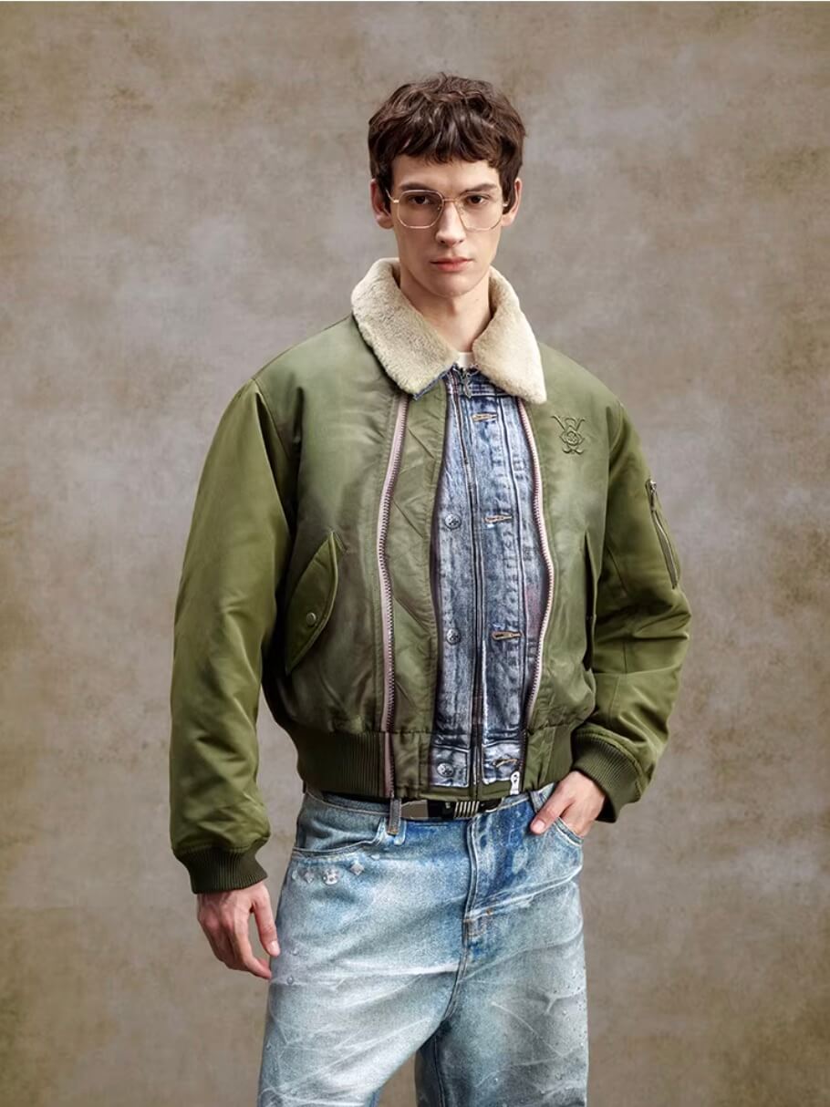 YADcrew Digital Print Reversible MA-1 Down Jacket