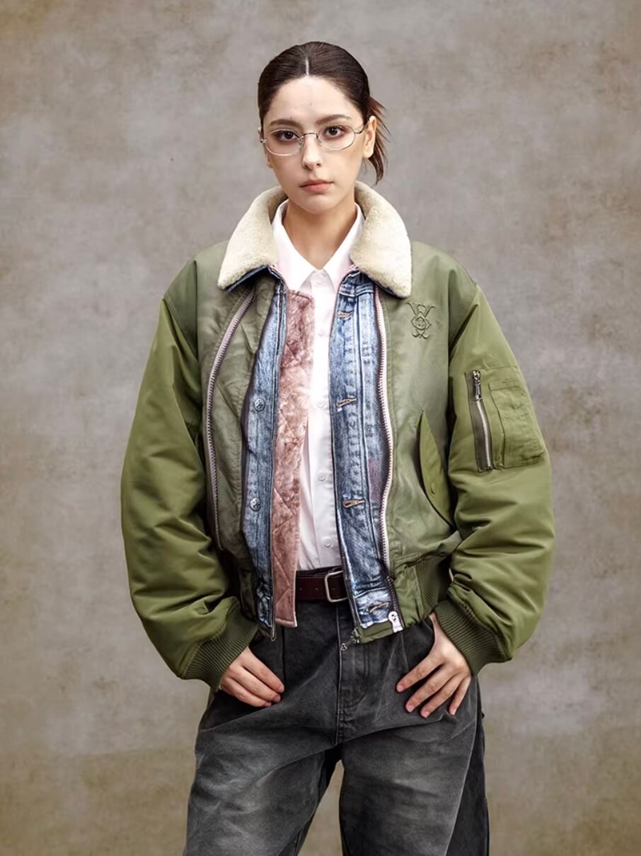 YADcrew Digital Print Reversible MA-1 Down Jacket