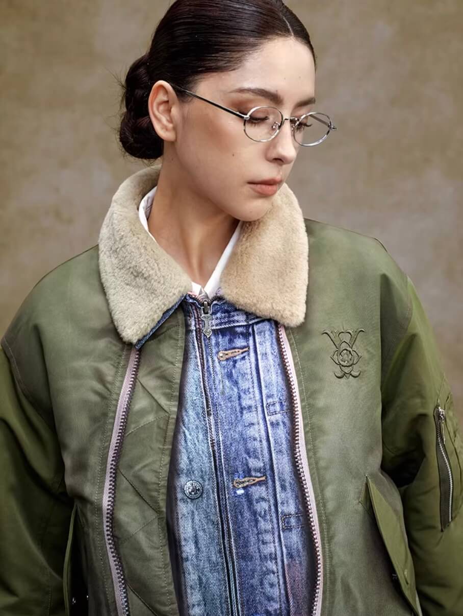 YADcrew Digital Print Reversible MA-1 Down Jacket