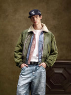 YADcrew Digital Print Reversible MA-1 Down Jacket