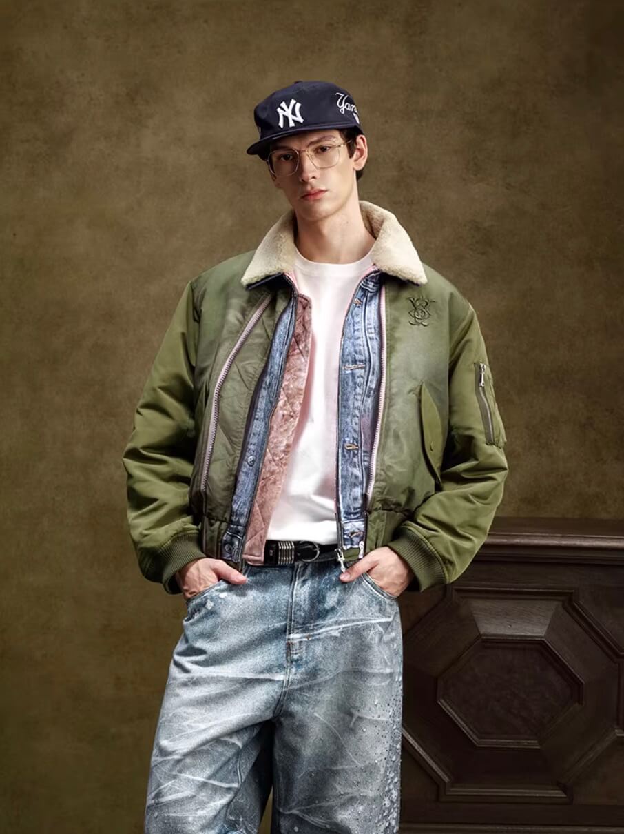 YADcrew Digital Print Reversible MA-1 Down Jacket