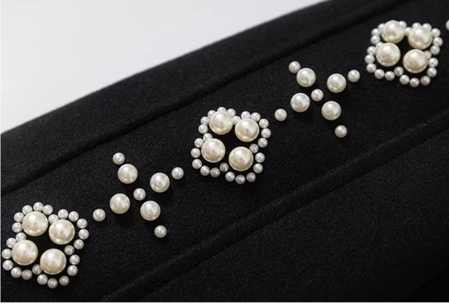 YADcrew Pearl Studded Metal Button Varsity Jacket