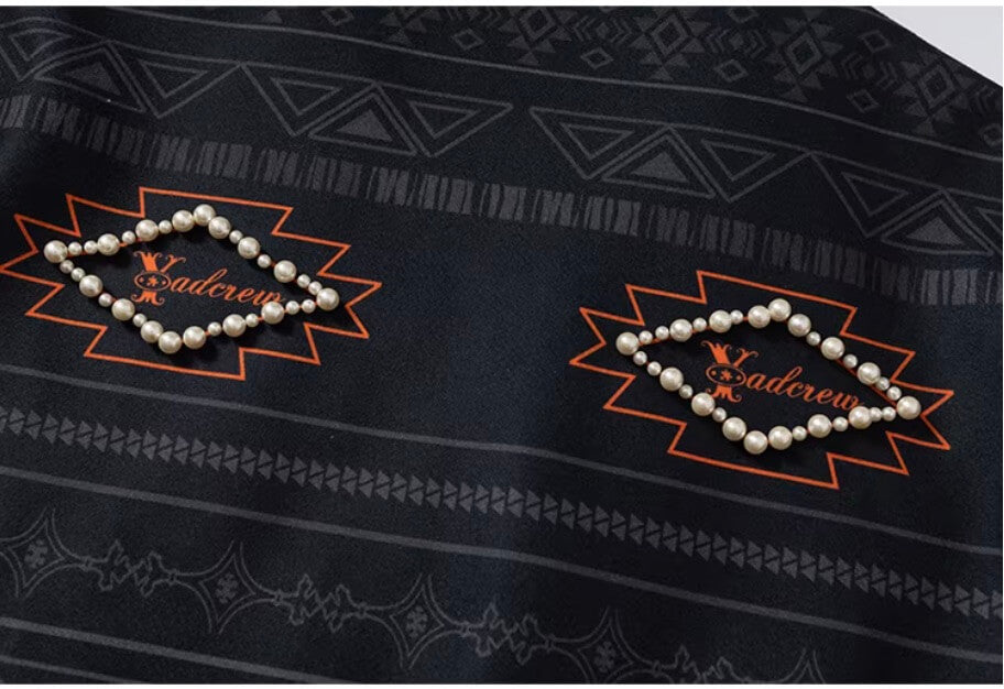 YADcrew Pearl Studded Ethnic Varsity Jacket