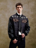 YADcrew Pearl Studded Ethnic Varsity Jacket